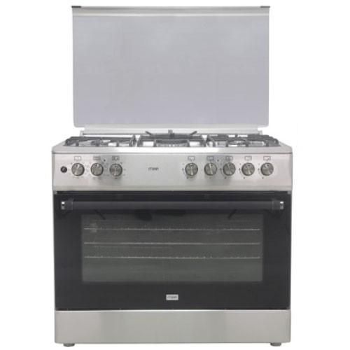 1-22.jpg MIKA STANDING COOKER MST9041WEG6BX 4 Gas Pool Jet Burners (1 Wok) Hot Plate, Stainless Steel Hob, Matt Black Body - Image 1