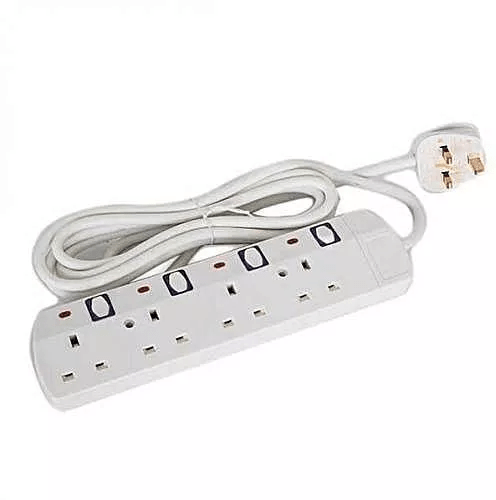 JSB 4 Way Power Extension Cable 3 meters - White