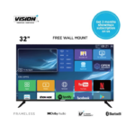 Vision Plus 32 Inch Smart Android TV VP8832SF Frameless with Bluetooth + Free Wall Mount