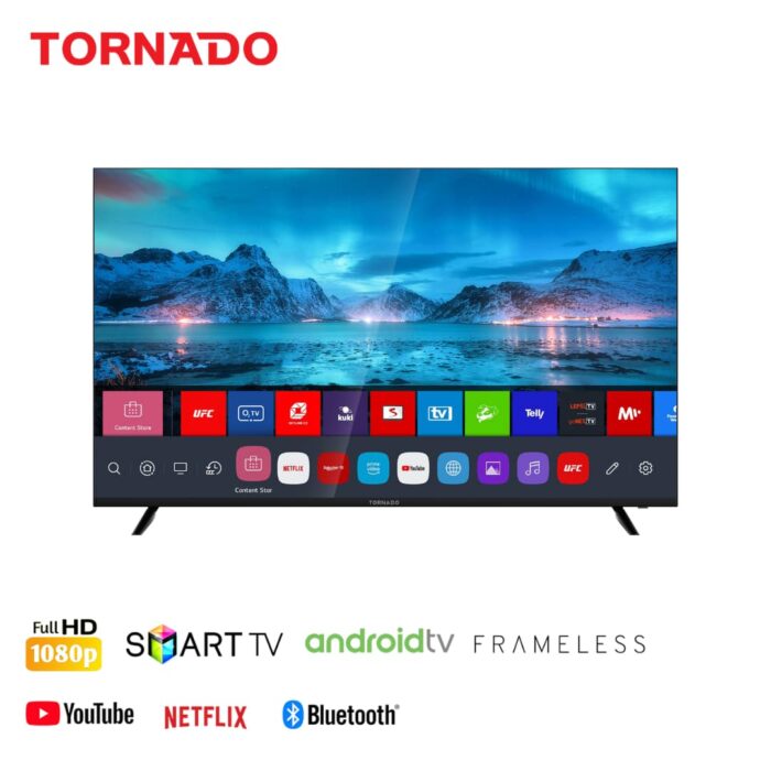 Tornado 43" inch Smart Android TV TR43UAS Frameless Netflix Youtube with Bluetooth