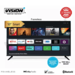 Vision Plus 50 Inch Smart TV Vidaa VP8850KV Frameless 4K UHD with Bluetooth + Free Wall Mount