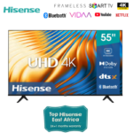 Hisense 55 inch Smart TV 55A6HKEN UHD 4K HDR10+ Dolby Vision Frameless Bluetooth Vidaa