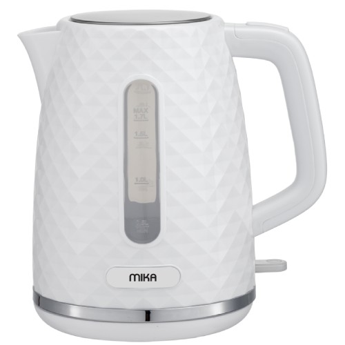 MIKA Kettle MKT1402W(MKT1402) 1.7L, Plastic, 360º Cordless, Concealed Element, Cream White with SS Trim