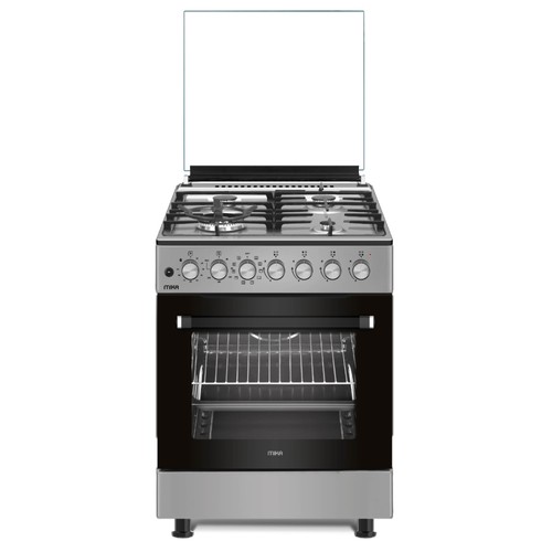 MIKA STANDING COOKER MST614GWE10HI(MST614GHI/WOK) 60cm x 60cm, 4 Gas Pool Jet Burners (1 Wok), FLAME FAILURE SAFETY, Half Inox
