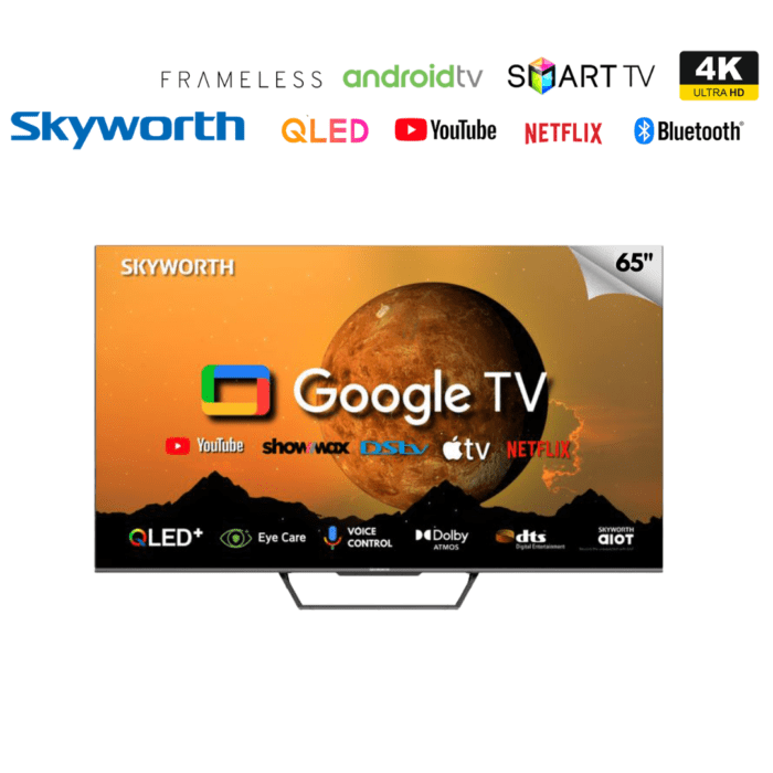 Skyworth 65 Inch Smart TV QLED 4K UHD Google TV 65SUE9500 Frameless HDR10+ Bluetooth
