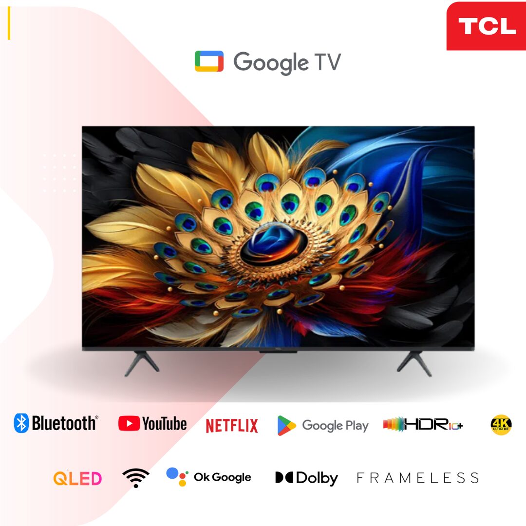 TCL C655 50 inch QLED PRO Smart TV ONKYO 120Hz HDR10+ 32GB Dolby Vision•Atmos Frameless, Bluetooth, Netflix & YouTube (50C655)