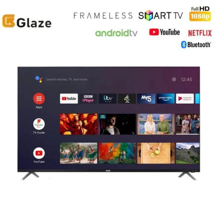 Glaze 43 Inch Smart Android TV Full HD 1080p Frameless TV Youtube & Netflix