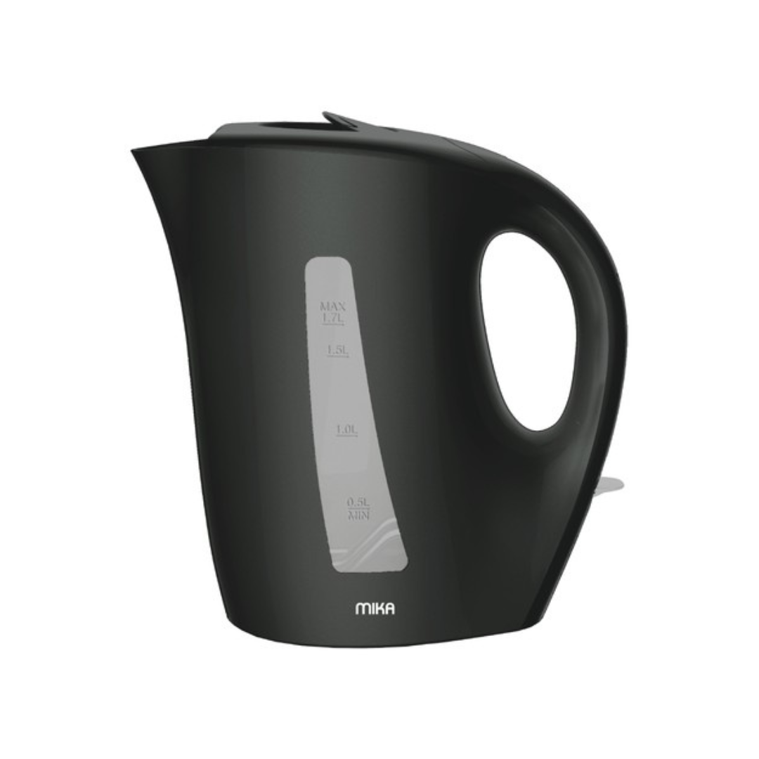 MIKA KETTLE MKT1006B 1.7L, Plastic, Corded, Open Element, Black