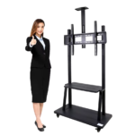 JH-1800S Multi-Function Mobile TV Cart 32-100 High Adjustable Bracket TV Stand Trolley Shelf Stand Wheels - Image 2