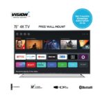 Vision Plus 75″ inch Smart TV VP8875KV 4K UHD V+ OS Smart Bluetooth Netflix YouTube